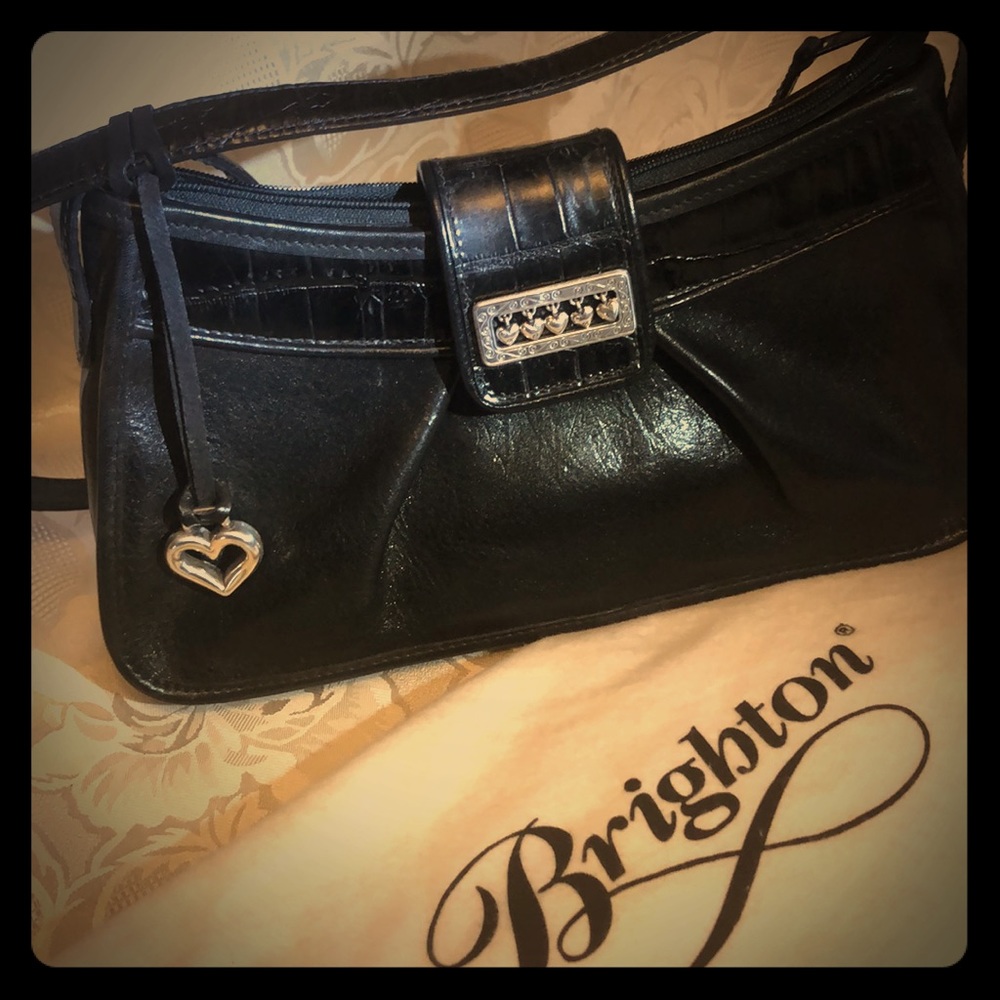 Vintage Brighton Black Leather Shoulder Bag